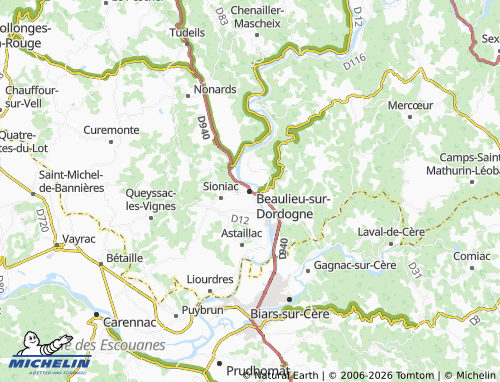 Kaart MICHELIN Beaulieu-sur-Dordogne - ViaMichelin