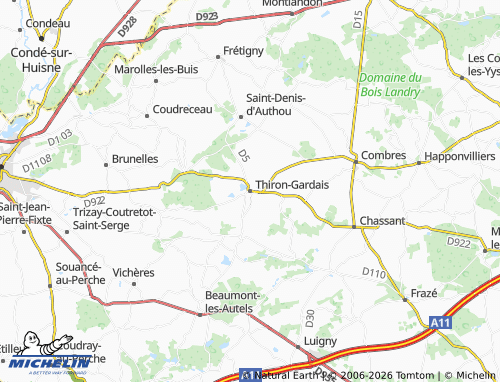 MICHELIN Thiron-Gardais map - ViaMichelin