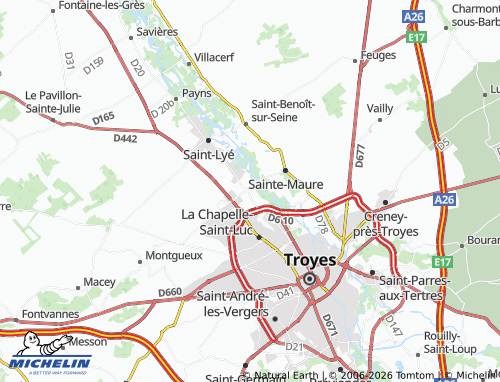 MICHELIN Barberey-Saint-Sulpice map - ViaMichelin