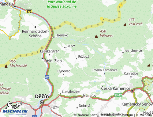 Mapa MICHELIN Růžová - ViaMichelin