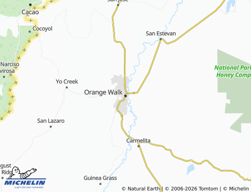 MICHELIN Orange Walk map - ViaMichelin