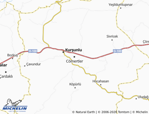 MICHELIN Cömertler map - ViaMichelin