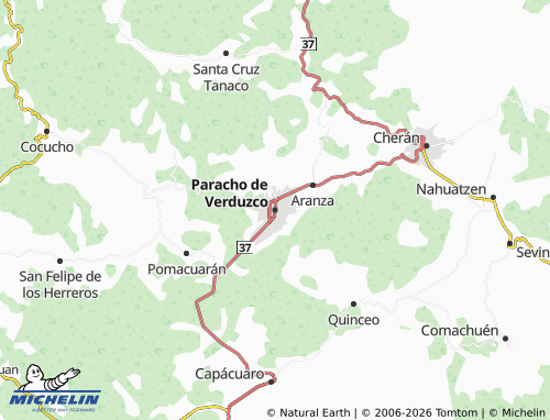 Mappa MICHELIN Paracho de Verduzco - ViaMichelin