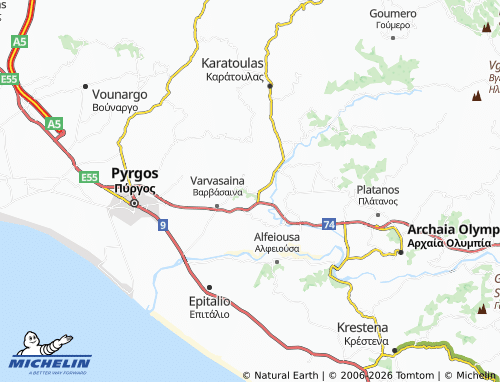 Carte MICHELIN Palaiovarvasaina - ViaMichelin