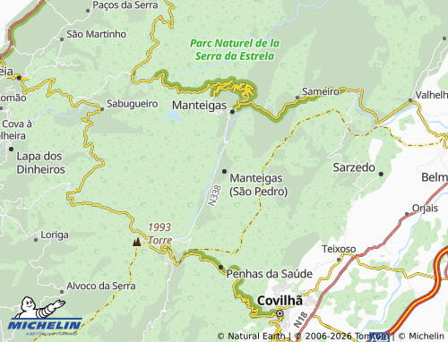 Mapa MICHELIN Manteigas (São Pedro) - ViaMichelin