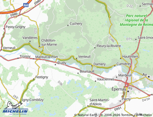 MICHELIN Venteuil map - ViaMichelin
