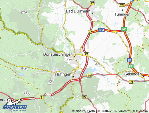 MICHELIN-Landkarte Donaueschingen - ViaMichelin