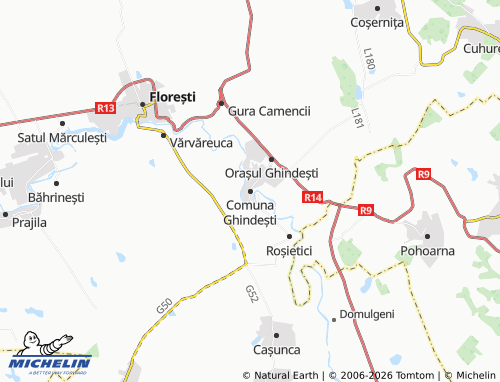 MICHELIN Comuna Ghindești map - ViaMichelin