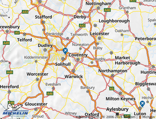 Mapa MICHELIN Coventry - ViaMichelin