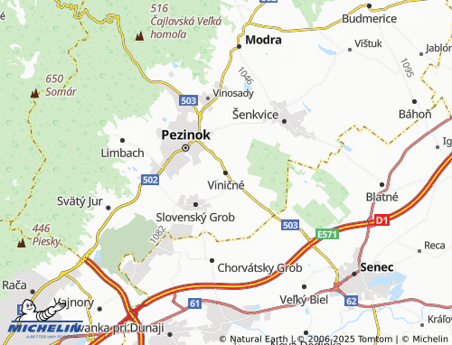 MICHELIN Viničné map - ViaMichelin