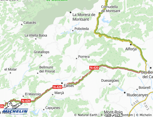 MICHELIN-Landkarte Porrera - ViaMichelin