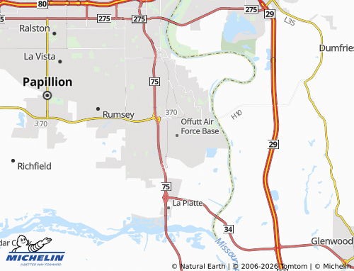 Mappa MICHELIN Offutt Air Force Base - ViaMichelin