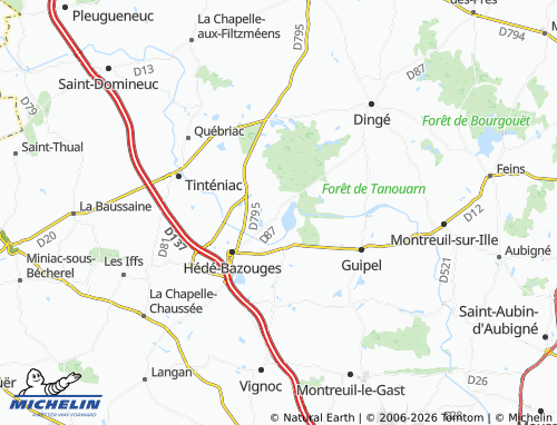 MICHELIN Bazouges-sous-Hédé map - ViaMichelin