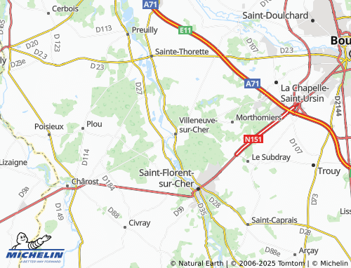 MICHELIN Villeneuve-sur-Cher map - ViaMichelin