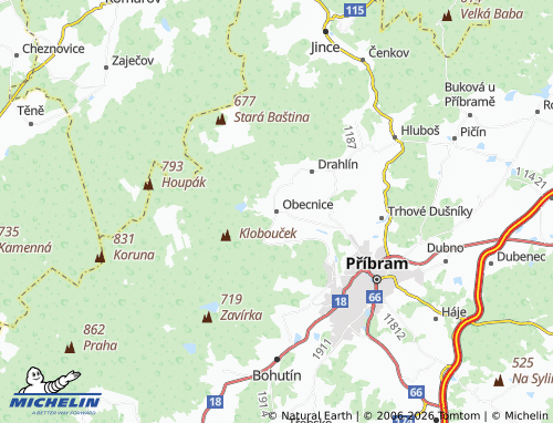 Mapa MICHELIN Obecnice - ViaMichelin