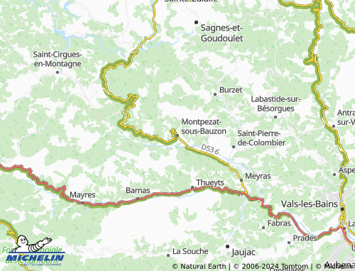 carte-michelin-montpezat-sous-bauzon-viamichelin