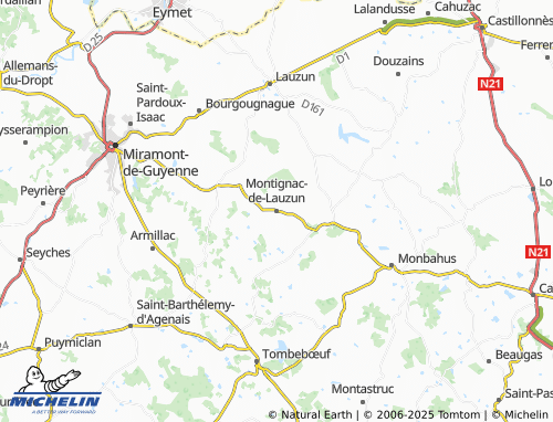 MICHELIN-Landkarte Montignac-de-Lauzun - ViaMichelin
