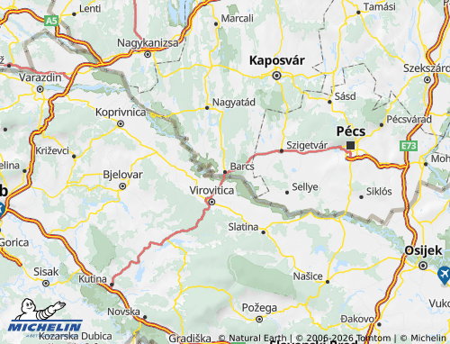 MICHELIN Barcsi járás map - ViaMichelin