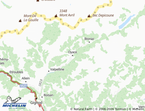 MICHELIN-Landkarte Oyace - ViaMichelin