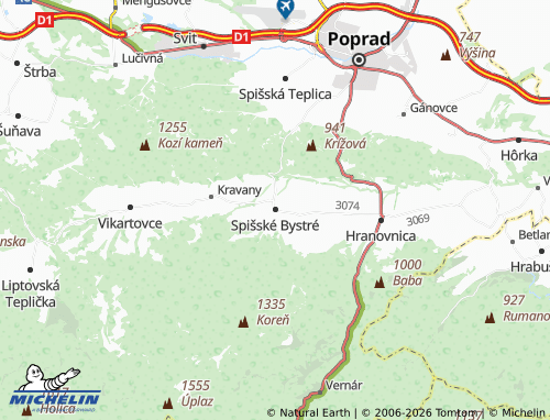 MICHELIN Spišské Bystré map - ViaMichelin