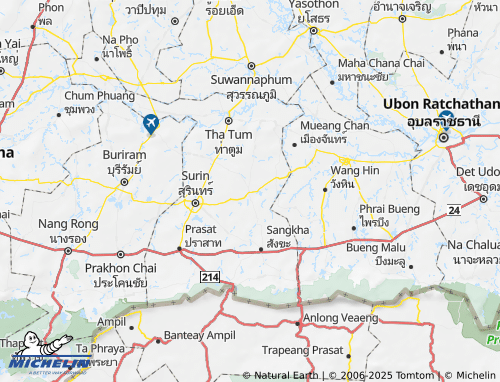 MICHELIN Amphoe Sikhoraphum map - ViaMichelin