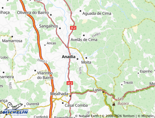 Mapa MICHELIN Anadia - ViaMichelin