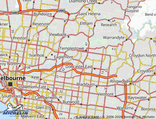 Mapa MICHELIN Templestowe Lower - ViaMichelin