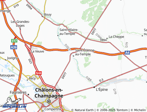 MICHELIN Saint-Étienne-au-Temple map - ViaMichelin