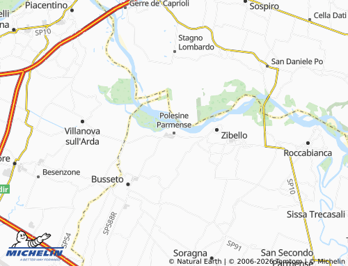 MICHELIN Polesine Parmense map - ViaMichelin
