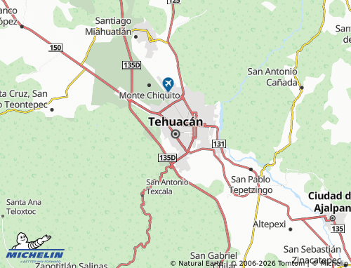 MICHELIN Tehuacán map - ViaMichelin