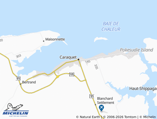 MICHELIN Caraquet map - ViaMichelin