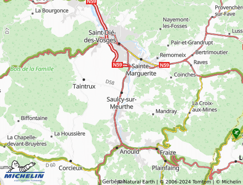 Carte MICHELIN Saulcy sur Meurthe ViaMichelin