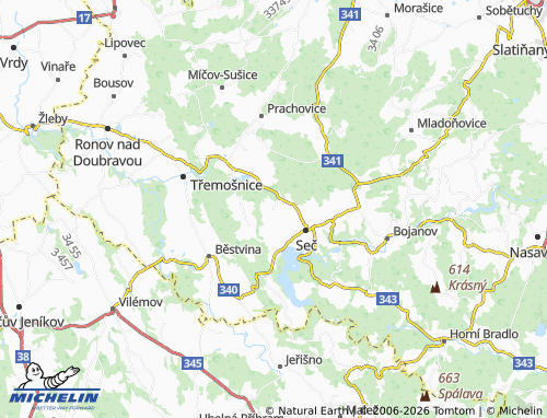 Mapa MICHELIN Žďárec u Seče - ViaMichelin