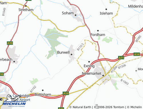 Carte MICHELIN Burwell - ViaMichelin