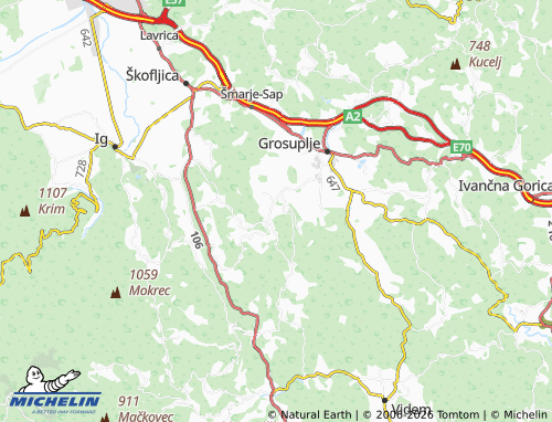 Mapa MICHELIN Mala vas pri Grosupljem - ViaMichelin