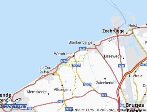 MICHELIN Wenduine map - ViaMichelin