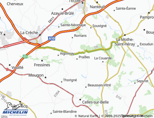 MICHELIN Prailles-La Couarde map - ViaMichelin