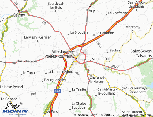MICHELIN-Landkarte Villedieu-les-Poêles-Rouffigny - ViaMichelin