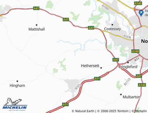 MICHELIN Wramplingham map - ViaMichelin