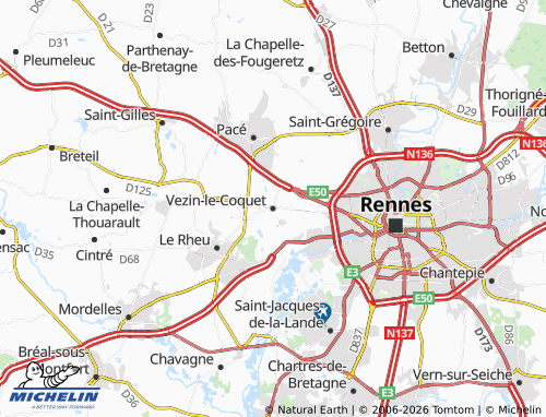 Carte MICHELIN Vezin-le-Coquet - ViaMichelin