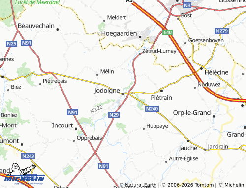 Carte MICHELIN Jodoigne - ViaMichelin