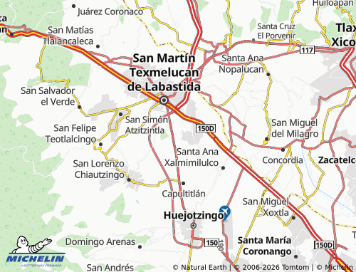 Mapa MICHELIN San Jerónimo Tianguismanalco - ViaMichelin