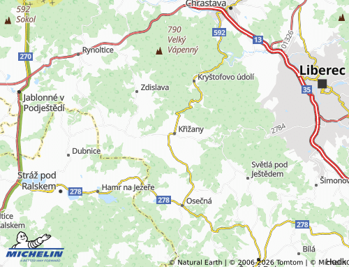 Mapa MICHELIN Křižany - ViaMichelin