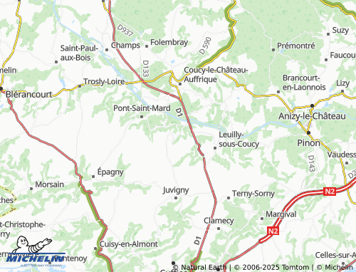 MICHELIN-Landkarte Crécy-au-Mont - ViaMichelin