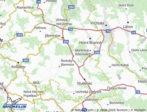 Kaart MICHELIN Martinice v Krkonoších - ViaMichelin