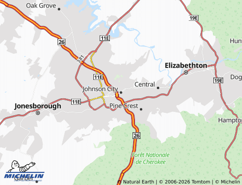 Mapa MICHELIN Johnson City - ViaMichelin