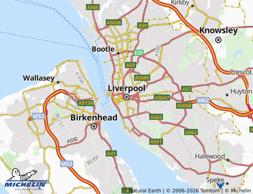 Mapa MICHELIN Liverpool - ViaMichelin