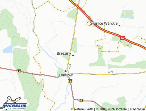 MICHELIN Brzeziny map - ViaMichelin