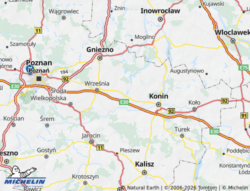 Kaart MICHELIN Slupca (District) - ViaMichelin