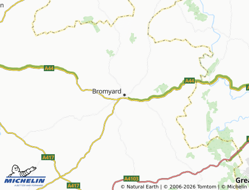 MICHELIN Bromyard and Winslow map - ViaMichelin